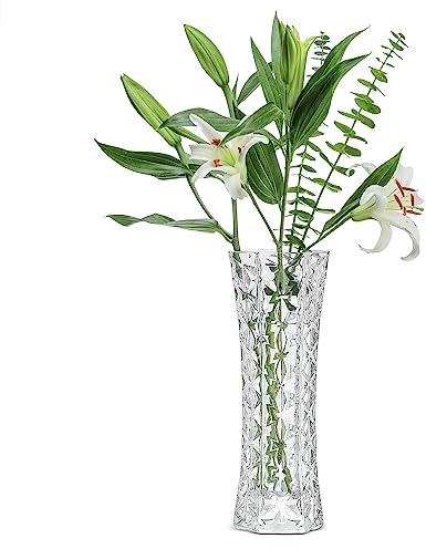 LUXU Glasvasen, zylinderförmig, transparent, Blumenvase, dekorativer Tafelaufsatz für Zuhause oder Hochzeit, 1 Stück (Vase 4)