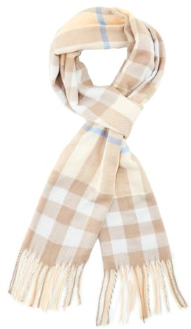 vimate Beige Braun Plaid Schal, Damen Warm Winter Infinity Schals Set Decke Schal(DE-Beige Braun Plaid)