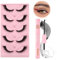 Glowing Win Kit Faux Cils Naturel avec Bond et Remover 3D Fox Eye Lashes 5 Paires Cat Eye Lashes Doux Faux Cils Yeux de Chat Oeil Moelleux faits à la main Angel Winged Reutilisable Fake Eyelashes