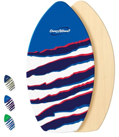 Own the Wave New Zealand 'Claw Strike' - High Performance Wooden Skimboard – Performance Skimboard with Custom Traction Pads for Kids or Adults (Blue, 35 Inch)