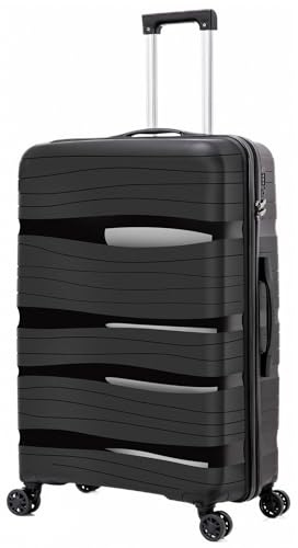 ARTREE Maletas de Viaje Grandes - Maleta de Polipropileno con 4 Ruedas Giratorias y Cierre de Combinación - Maleta Grandes Prácticas y Ligeras 75x50x32cm, 105L (Negro)