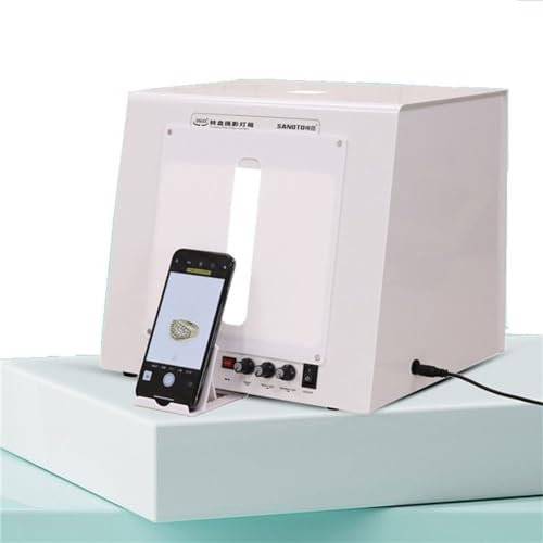 Plato giratorio eléctrico 360 Joyas de oro y plata Caja de luz para fotografía Estudio fotográfico Caja de luz para fotografía Softbox Plato giratorio regulable, 220X205X205mm,T30