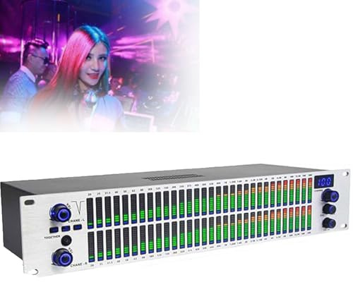 Ecualizador gráfico de 31 bandas con procesamiento de audio digital, pantalla de espectro LED, 10 efectos preestablecidos, reducción automática de ruido para estudios de grabación profesionales