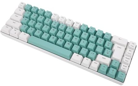 YUEHISY 68 Keys RGB Backbelysta Kompakt Mini -trådbundna Tangentbord, Snabbt Svar Mekanisk Känsla, för PC med 25 Anti -spöknycklar, Bärbara för Affärsresor, med ABS -material (Vitgrön färgblock)