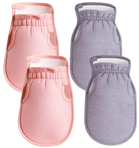 MLPKOI 4 guantes exfoliantes, exfoliante corporal para exfoliación profunda, Guante Exfoliante Corporal, guantes de ducha baño, spa, Manoplas Baño, removedor de piel muerta para el cuerpo