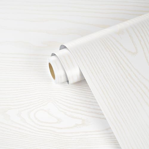 Yullpaper Självhäftande folie kök tapet träutseende vit/guld bänkskiva folie kök vägg tapeter vardagsrum självhäftande folie träutseende för möbler köksskåp självhäftande tapet vintage möbelfolie vit