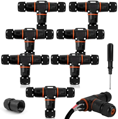HIMOMO Connettori Elettrici Impermeabili 3 Poli, Scatola Di Giunzione Ip68, Connettore per Cavo per Diametro Cavo ø 3 Mm-12 Mm, Per Giardini, Aree Esterne (8 Pezzi)