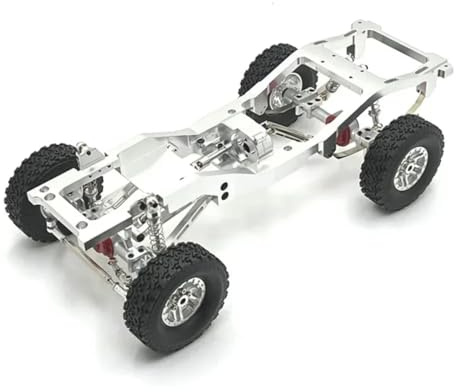 Rc Chassis For MN82 LC79 Metal Frame Chassis Kit With Axle Gearbox Tires Links Pull Rod Shock Absorber Mount For Spring Fastenings RC Car Upgrades(Silver)