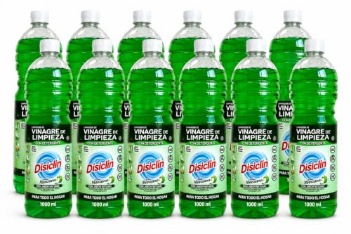 Disclin Limpiador Multiusos con Vinagre y Detergente Manzana 1 L | Pack de 12 Unidades | RASMACOR