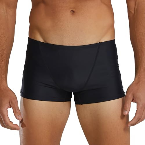 TYR TYReco Square Leg Swim Jammers for Men - Competition Swimwear with Square Leg Cut, Compressive Recycled Fabric - Jammer Briefs for Training, Racing, Recreation - 36, Black