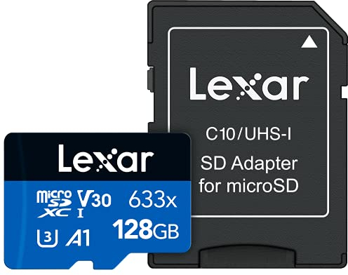 Lexar 633x 128GB MicroSDXC UHS-I Clase 10 memoria flash - Tarjeta de memoria (128 GB, MicroSDXC, Clase 10, UHS-I, 95 MB/s, Negro, Azul)