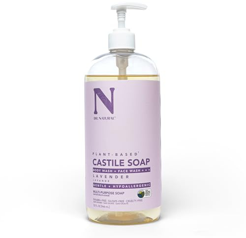 Dr. Natural Castile Liquid Soap - Multi-Use Body Wash, Shampoo and Face Wash - Hydrating Body Soap for Skin, Hair, Pets and Home - Lavender - 946 ml