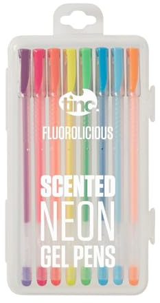 Tinc - Stylos Gel Néon Parfumés Fluorolicious - Lot de 8 Couleurs Fluorescentes avec Encre Fluide - Accessoire de Papeterie Créative pour Dessin et École - Étui de Transport - Multicolore - Lot de 8