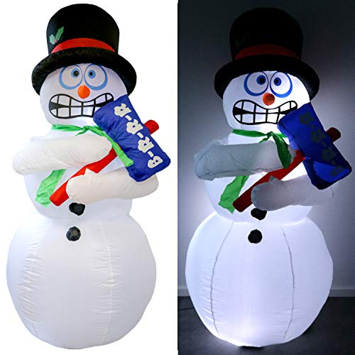 TRONJE 1.8m Pupazzo di Neve Gonfiabile con Luce LED - Mr. Frost Effetto ghiacciato - Figurina Decorazioni Natalizie Esterni - Ventola Permanente