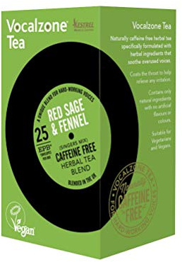 Vocalzone Tea for Throat & Voice Care - Red Sage & Fennel. Caffeine Free Herbal Tea Blend. 25 Tea Bags. Contains Liquorice Root