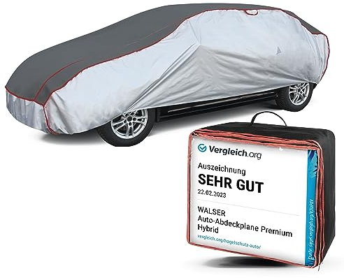 WALSER Hagelschutz Abdeckplane Auto, Vergleichssieger Sehr Gut* Auto Hagelschutzplane, Abdeckplane Auto Premium Hybrid, Autogarage Abdeckung, Abdeckung Auto 100% Polyester, Auto Abdeckung Größe 1