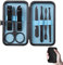 Rnitle 7 en 1 Set de Coupe-ongles Trousse de Manucure,Coupe Ongle Professionnel Coupe Cuticule Acier Inoxydable,Kit Manucre Pedicure Mini,Pedicure Avec Exquis la Boîte pour Voyage et à la Maison(Bleu)