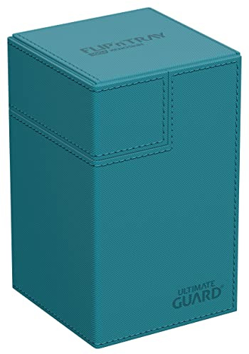 Ultimate Guard Flip'n'Tray 100+, Deck Case for 100 Double-Sleeved TCG Cards + Dice Tray, Petrol, Independent Magnetic Closure & Microfiber Inner Lining