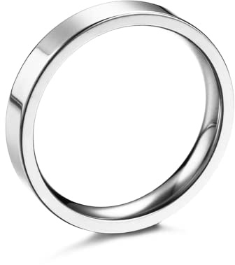 AURSTORE Bijoux Bague Homme Femme Anneau Inox fiançaille mariage 4mm Taille au choix 51-72 (Argent, 56)