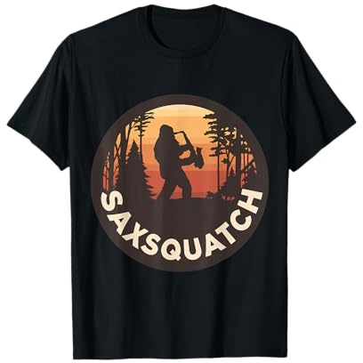 Retro Vintage Sax-Squatch Yeti Bigfoot Playing Saxophone T-Shirt