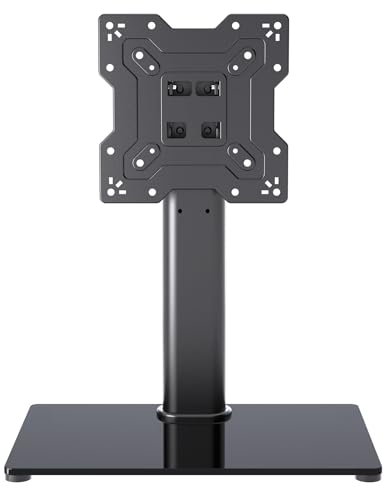 XINLEI TV Standfuss TV Ständer Schwenkba für 17-43 Zoll Fernseher oder Monitor, 3-stufig Höhenverstellbar Tisch-TV Ständer mit gehärtetem Glasfuß bis zu 42 kg, VESA max. 200x200 mm Universal