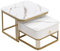 BTM Nesting Coffee Tables, Coffee Table with Storage, Square Nest of Tables with Drawer, Coffee Tables Set of 2, High Gloss Marble Exterior & Gold Accents