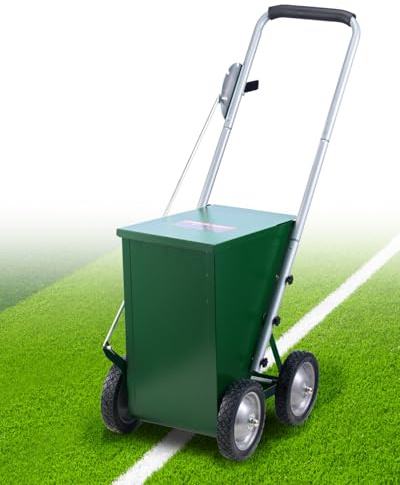VEVOR Marcador de Línea Seca con 4 Ruedas, Ancho de Raya 50/100 mm, Marcador de Línea Ajustable con Mango de Ajuste de Goma, Capacidad de Polvo Seco de 22,7 kg para Campo de Béisbol y Sóftbol, Verde