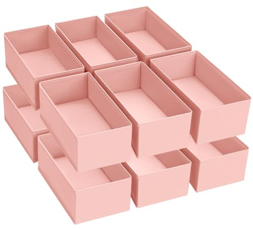 DIMJ Lot de 12 Boite Rangement Vetement - Rangement Tiroir Organisateur de Tiroir, Organisateur Dressing Organiseur Tiroir en Tissu, pour Chaussettes, Rose