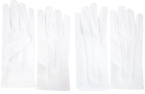 2 Pairs White Gloves for Handling Wedding Dress, Fancy Dress and Jewelry, Stitched Nylon Gloves