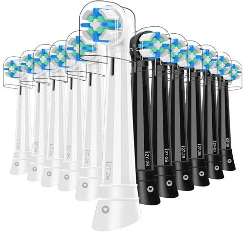 IO - Testine di ricambio compatibili con Oral B IO 2/3N/3/4/5/6/7/8/9/10, testina per la pulizia compatibile con Oral B IO (12 nero bianco)