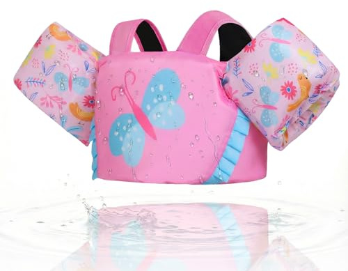 Gogokids Giubbotto di salvataggio per bambini – Comodo aiuto per il nuoto con bracciali per bambini da 1 a 6 anni, 24 – 66 lbs/11 – 30 kg, con fibbia di sicurezza e maniche