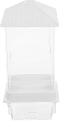 Cabilock Automatic No-Spill Bird Feeder with Anti-Scatter Plastic Food Holder for Cage Parrots, Small Parakeets, and Cockatiels, White Food Box for Home and Pet Shops