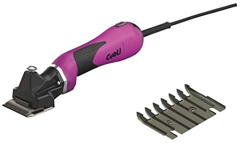 LISTER Pferdeschermaschine LI CUTLI + Messersatz LI 102 + Spezial-Schermaschinenöl + Kunststoffkoffer, Schermaschine für Pferde, professionelle Schur für ihr Pferd, Farbe/Scherkopf: purpur/schwarz