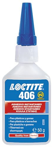 LOCTITE 406, Adesivo istantaneo a bassa viscosità, Colla istantanea trasparente per plastiche, Colla cianoacrilato per un fissaggio rapidissimo, 1 flacone da 50g