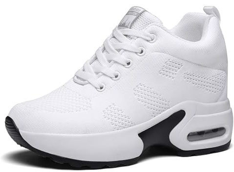 AONEGOLD Sneakers kilskor för kvinnor löparskor gym fitness promenader sport snörning vardagsskor, Vit 1912, 36 EU