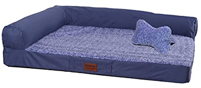 RAIKOU Coussin Chien Dehoussable Orthopédique, Matelas Chien Memoire de Forme,Lit pour Chien Intérieur,Lit pour Chien&Chat Lavable et Antidérapant, Panier Chien Dehoussable(100x80x9cm,Bleu Mixte A)