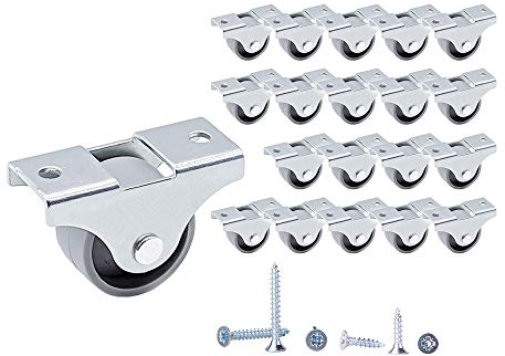 (20 Stück) 25 mm Kleine Kunststoffräder Feste Einwegrollen Rollen Mit Montageplatten Dauerhaft Nicht Schwenkbar Möbelräder Schrauben Enthalten (20)