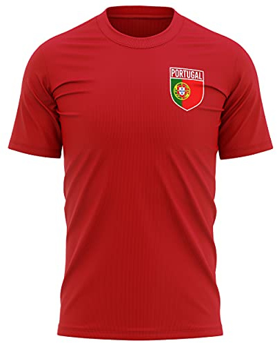 Portugal Football Shirt - Mens Portugal Retro Flag Badge T Shirt - Football European Country 2021 2020 Supporters 1914 Tee Him - Portuguese Tournament Footy Soccer Top