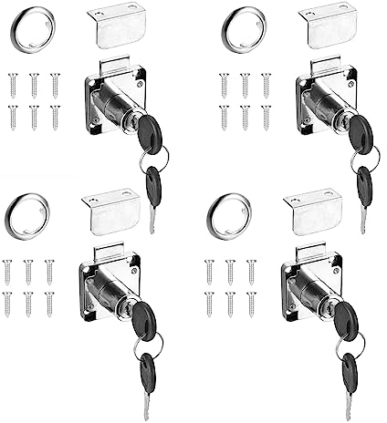 Lpraer 4 Stück Schrankschloss Zylinder-Möbelschloss mit gleiche Schlüssel Briefkastenschloss Schubladenschloss Sicherheitsschloss Cam Lock 20mm für Schubladen Schränke Schreibtisch