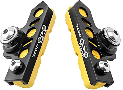 BBxunsless Cykel C bromsok utökad bromsbelägg (set med 2) slitstark, utbytbar aluminiumlegering, fälgbroms för väg, MTB, hopfällbar cykel (svart-gul)
