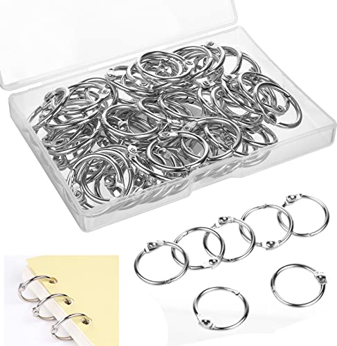 Ailvor Buchringe, 60 Stück Ringbinder, 20mm Binder Ringe, Metall Buchbinderinge Loseblatt Verbinder für Scrapbook, Album, Memo-Ablage, Handwerk, Schlüsselringe (Silber)