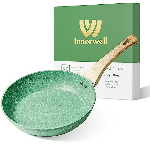 Innerwell Nonstick Frying Pan Skillet, 8 Inch Non Stick Egg Pan Omelet Frying Pans 100% PFOA-Free, Non-Toxic Healthy Cooking Pan, Induction Compatible