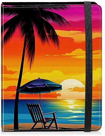 Photo Album 5x7 Photos - 60 Photos Capacity PU Leather Cover Photo Album with Strong Elastic Band, Portable Picture Album for Family Wedding Wedding Anniversary, Beach Palm Trees