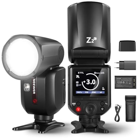 NEEWER Z2-C 2,4G TTL Rundkopf Blitzgeräte Speedlight für Canon, Blitzlicht mit Upgraded UI, Flashlight 2 Einstelllampen, TTL/M, 76Ws 1/8000s HSS 7,4V/2600mAh Lithium Akku 480 Voller Blitz