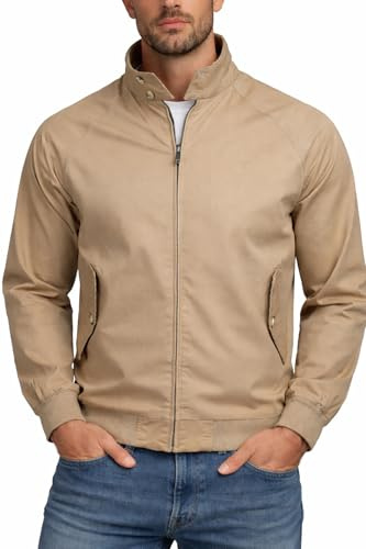 Xact Veste Harrington Classique en Coton de Transition pour Hommes avec Doublure à Carreaux (Stone) L