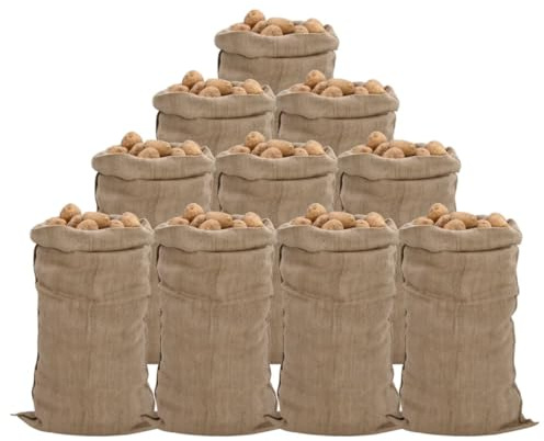 SKM Sacos de Yute 10 Unidades 65x135 cm 100% Yute 340 g/m²,Maletas y Bolsos de Viaje,Marrón,155786