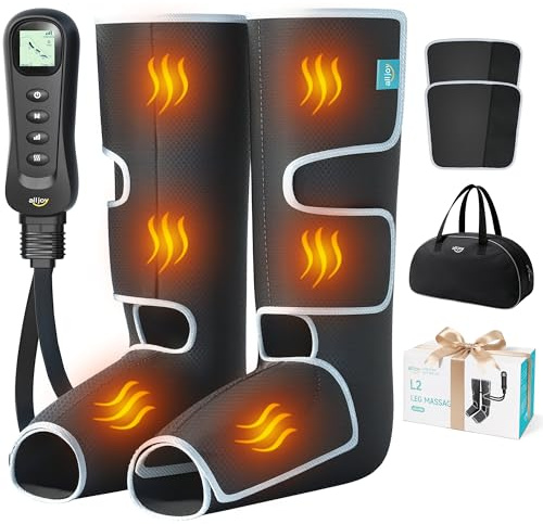 ALLJOY Leg Massager for Circulation and Pain Relief FSA, Gifts for Dad Mom Mothers Day Fathers Day, Leg Massager with Heat and Compression Helpful for Vericose Veins, Fatigue, Cramps, Swelling, Edema