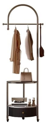 XPSHP25112 Porte-Manteau de Sol Chambre Porte-Manteau Table de Chevet Cintre Fer Art Mobile Multifonctionnel Sol-Debout Cintre Cintre Debout(Noir)