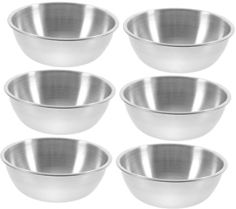 Cabilock 6 Pezzi Ciotole per Salse in Acciaio Resistente da Cucina Ciotole per Condimenti da Bordi Arrotondati Adatte per Uso Domestico e Feste