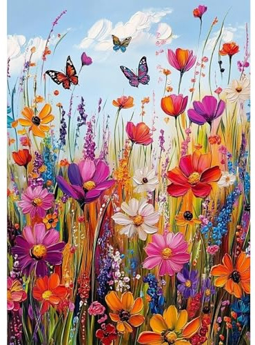 NEWENMO 5D Fiore Selvatico Diamond Painting Kit Completo per Adulti Principianti,Fiori Selvatici Pittura Diamante Painting Kits,DIY Diamond Art Kit,Adatto per la Decorazione Domestica,30x40cm